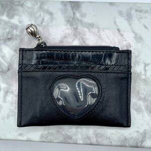 BRIGHTON Black Leather Coin Pouch-Wallet with Zipper.